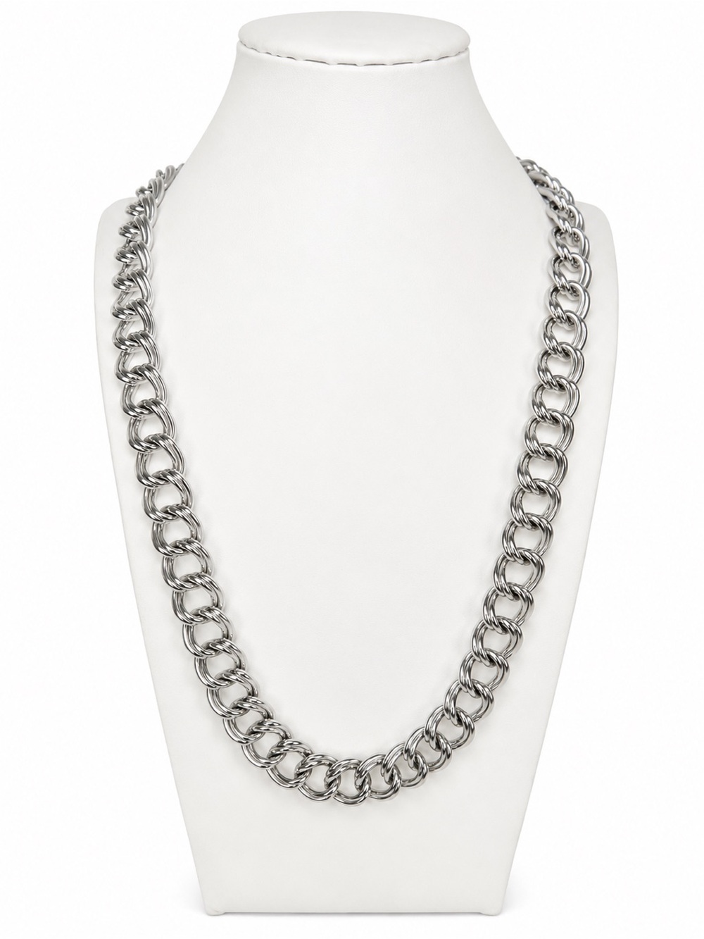 Vintage Heavyweight Silver Tone Cuban Curb Link Chain Necklace Unisex